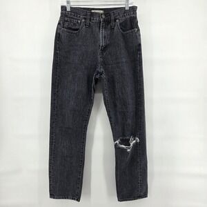 Madewell Jeans‎ 27 Perfect Vintage Jean Black Denim Distressed Knee Straight Leg